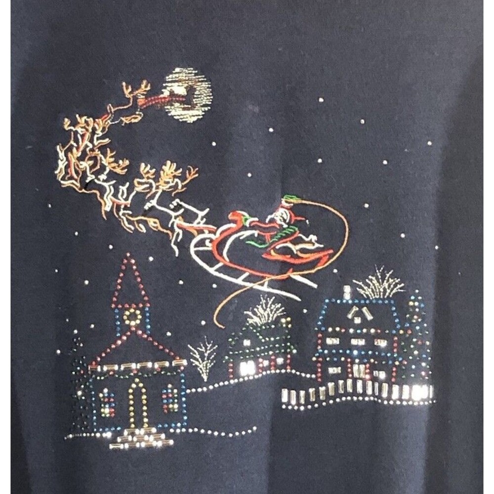 VINTAGE M & C SPORTSWEAR EMBROIDERED SANTA SLEIGH EMBELLISHED SWEATSHIRT LARGE